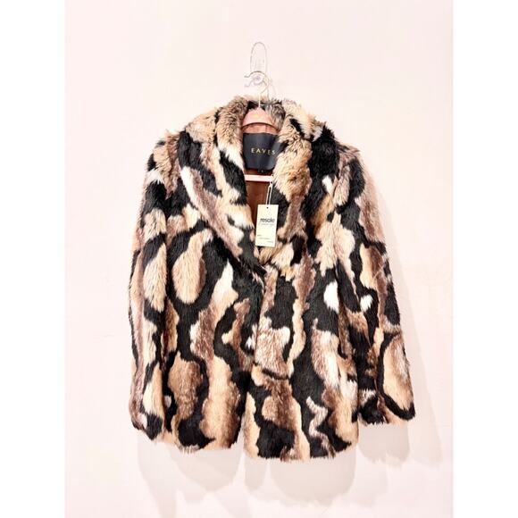 Eaves Colton Faux Fur Tiger Open Coat Jacket Wildcat Brown Women's Size Small - Picture 4 of 7